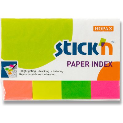 Hopax Stick'n Index Notes - neonové samolepicí záložky - 50 × 20 mm, 4 × 50 l. – Zboží Dáma