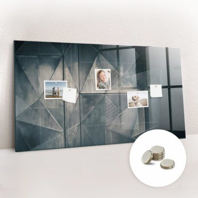tulup Magnetická Tabule na Zeď Skleněná - Memo Board Kleněnou Přední Stranou - 5 magnetů v balení - 120 x 60 cm - Kovová abstrakce – Zboží Mobilmania