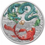 Perth Mint Stříbrná mince Silver Dragon & Koi Vivid Colorized BU 1 Oz