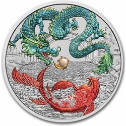 Perth Mint Stříbrná mince Silver Dragon & Koi Vivid Colorized BU 1 Oz