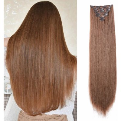 Vlasy clip in 7 pásů - světle hnědé vlasové příčesky rovné 60 cm – Sleviste.cz