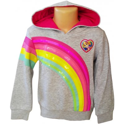 Sun City Dívčí mikina TLAPKOVÁ PATROLA duha s flitry přes hlavu Šedá – Zboží Dáma