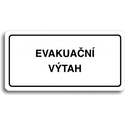 Accept Piktogram "EVAKUAČNÍ VÝTAH" (160 × 80 mm) (bílá tabulka - černý tisk) – Zboží Mobilmania
