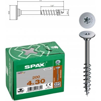 Šrouby SPAX, zápustná hlava s podložkou, 4x30 – Hledejceny.cz