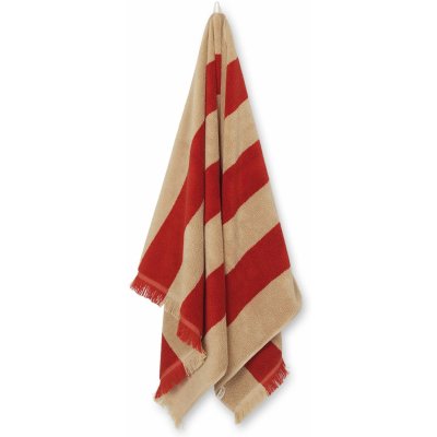 ferm LIVING Bavlněná osuška Alee Light Camel/Red 70 x 140 cm, červená barva, textil – Hledejceny.cz