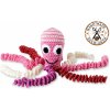 Hračka pro nejmenší Wooline háčkovaná chobotnička pro novorozence růžová