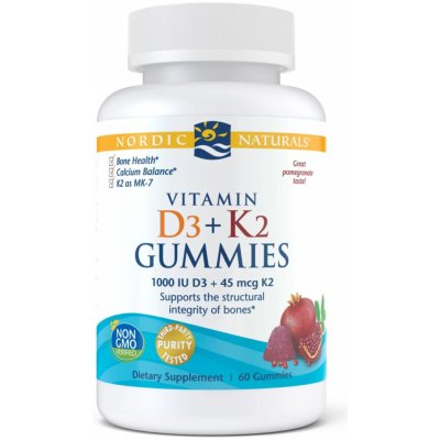 Nordic Naturals Vitamín D3+K2 60 gumových bonbónů – Hledejceny.cz