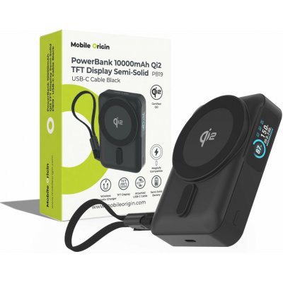 Mobile Origin s displejem Semi-Solid PB19, Qi2 - USB-C kabel, MO-TDS-PB19-BLK – Zboží Živě