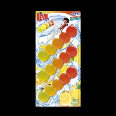 Dr.DEVIL BiCOLOR WC 5Ball závěs do WC LEMON FRESH 3 x 35 g – Zbozi.Blesk.cz