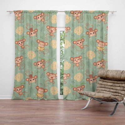 Sablio Závěs Roztomilé opičky: 2ks 140x250cm – Hledejceny.cz