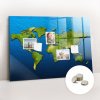 Tabule tulup Magnetická Tabule na Zeď Skleněná - Memo Board Kleněnou Přední Stranou - 5 magnetů v balení - 100 x 70 cm - Mapa světa