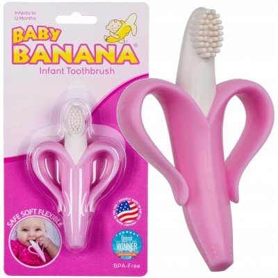 Baby Banana Brush první kartáček banán růžová – Sleviste.cz