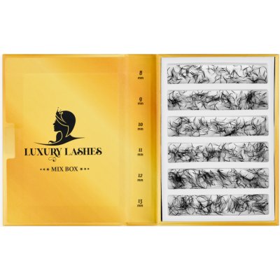 Luxury Lashes 5D Řasy Premium sypané v Hotovém Vějířku Zakřivení umělých řas: M, Délka umělých řas: Mix délek 8-13 mm, Tloušťka řas: 007 – Zboží Dáma