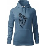 Geometrie vlk vyjící mikina dámská Cape s kapucí Denim – Zboží Dáma