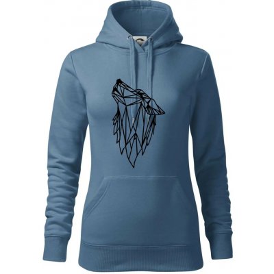 Geometrie vlk vyjící mikina dámská Cape s kapucí Denim – Zboží Dáma