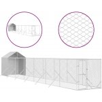 vidaXL Venkovní psí kotec se střechou stříbrný 200 x 1400 x 250 cm – Zboží Dáma