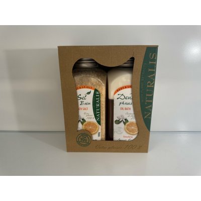 Naturalis Sweet Orange koupelová sůl 1 kg + dvousložková pěna do koupele 800 ml dárková sada – Zboží Mobilmania