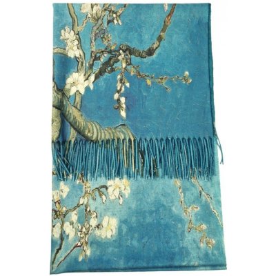 Classic Scarf vlněná šála Vincent van Gogh Mandlový květ Almond modrá – Zboží Mobilmania