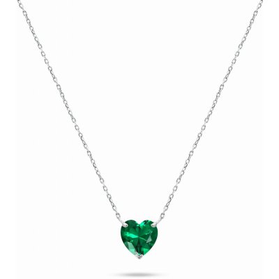 Brilio Silver Blyštivý stříbrný náhrdelník se zeleným srdcem NCL53WG – Sleviste.cz