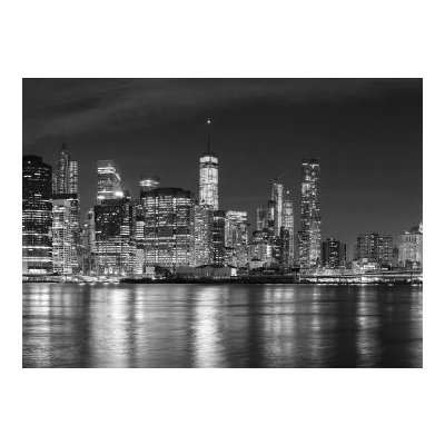 Weblux 94054059 Fototapeta plátno Black and white New York City at night panoramic picture Černobílé New York City v noci panoramatický obrázek USA. rozměry 160 x 116 cm