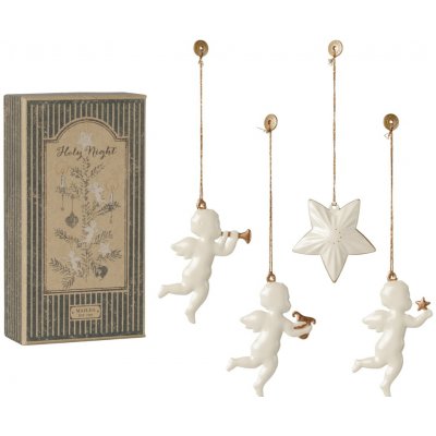 Maileg Vánoční ozdoba Holy Night – set 4 ks, krémová barva, kov – Hledejceny.cz