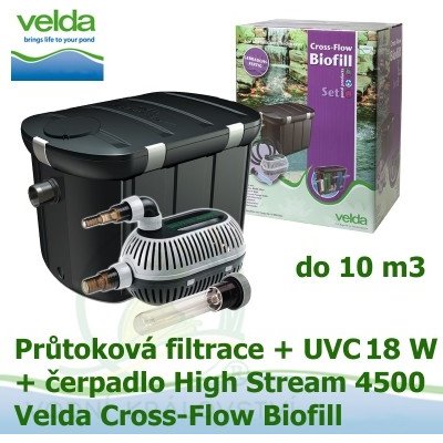 Velda Cross-Flow Biofill set, UVC lampa 18 Watt, čerpadlo High Stream 4500 pro jezírka do 10 m3 – Zboží Mobilmania