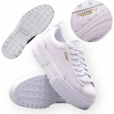 Puma Mayze Classic dámské kožené tenisky na platformě bílé – Zboží Dáma