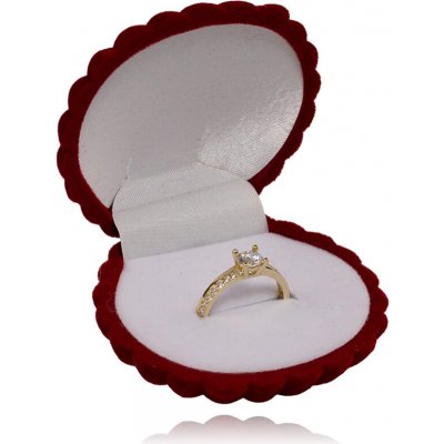 Šperky Eshop Červená sametová krabička na šperky ve tvaru mušle Y03.10 – Zboží Mobilmania