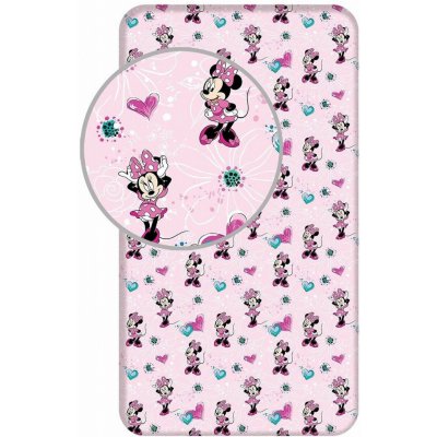 Jerry Fabrics Bavlna napínací prostěradlo Minnie Flowers 02 90x200x25 – Zboží Mobilmania