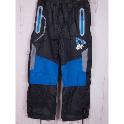 Kugo Outdoor šusťákové kalhoty podšité bavlnou černé s modrou s bagrem – Zboží Mobilmania