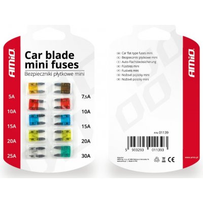 AMIO Autopojistky 10ks blistr Mini – Zboží Mobilmania