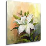 Obraz 1D - 50 x 50 cm - White lily flower.Flower oil painting Bílá lilie květ. Květinový olejomalba
