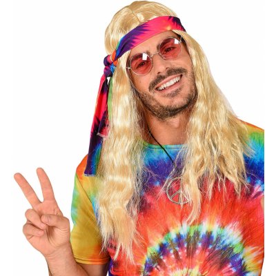 Blond hippies paruka s čelenkou Unisex