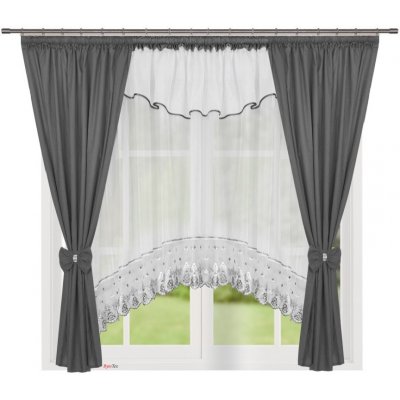 Fliying Dekorační sada záclon se závěsem L 595 šedá/bílá 400x160 cm – Zboží Mobilmania