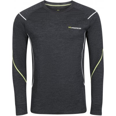 Progress pánské funkční Merino triko MERINO LS černá žlutá bílá – Zboží Mobilmania