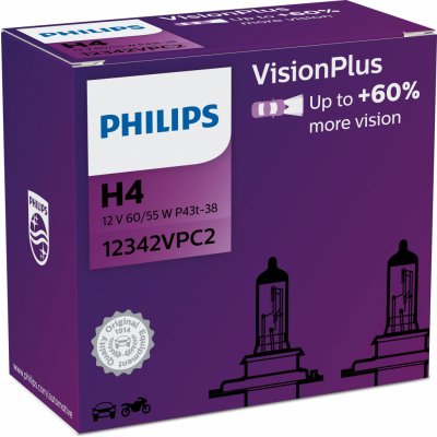 Philips VisionPlus 12342VPC2 H4 P43t-38 12V 60/55W – Hledejceny.cz