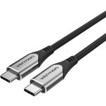 Vention TAAHG Nylon Braided Type-C (USB-C), (4K / PD / 60W, / 5Gbps / 3A) 1.5m, šedý – Zboží Mobilmania