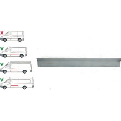 Opravný boční plech levý DODGE SPRINTER (906), 01.07-12.09,MERCEDES SPRINTER 209-524, 04.06-10.13,SPRINTER 210-519, 10.13-06.18,VOLKSWAGEN CRAFTER (2E), 12.05-04.17 – Sleviste.cz