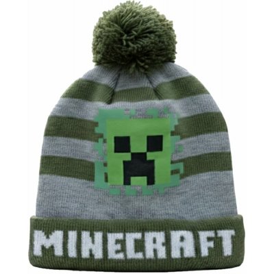 Fashion.uk Dětská pletená čepice s bambulí Minecraft motiv Creeper – Zbozi.Blesk.cz