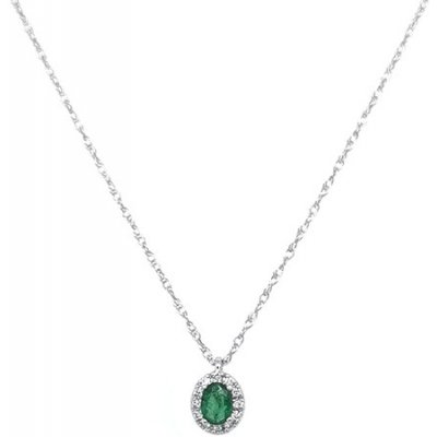 Beny Jewellery Smaragdový přívěsek s diamanty z bílého zlata 2050404 – Zboží Mobilmania