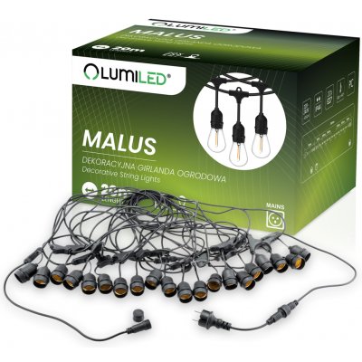 Venkovní řetěz 20m, 20x E27 MALUS LUMILED – Hledejceny.cz