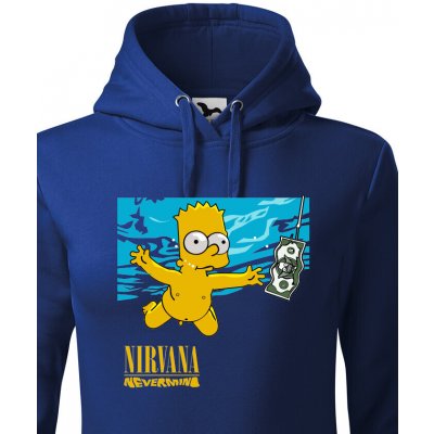 Bezvatriko dámská mikina Bart a Nirvana Modrá Canvas dámská mikina 0963 DTF/DTG – Zboží Mobilmania
