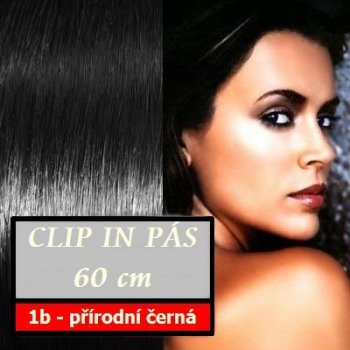 Clip in vlasy 60 cm dlouhý pás vlasů rovný odstín 1b přírodní černá