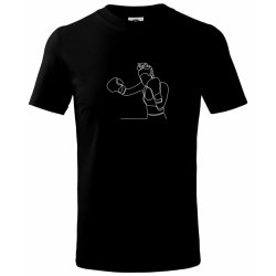 Žena boxerka jedním tahem tričko dětské bavlněné černá