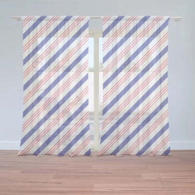 Sablio Záclony Modročervené pruhy: 2ks 150x250cm – Hledejceny.cz