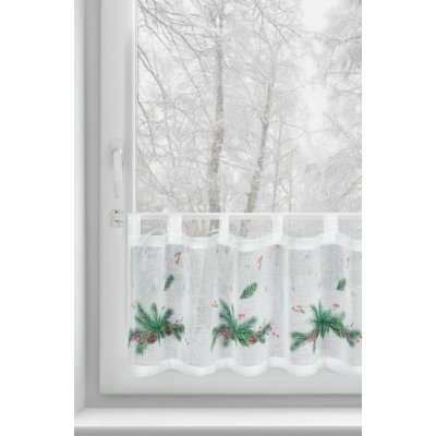 EUROFIRANY KRÁTKÁ VÁNOČNÍ ZÁCLONA NA POUTKÁCH XMAS1 30X150 CM VZOROVANÁ – Zboží Mobilmania
