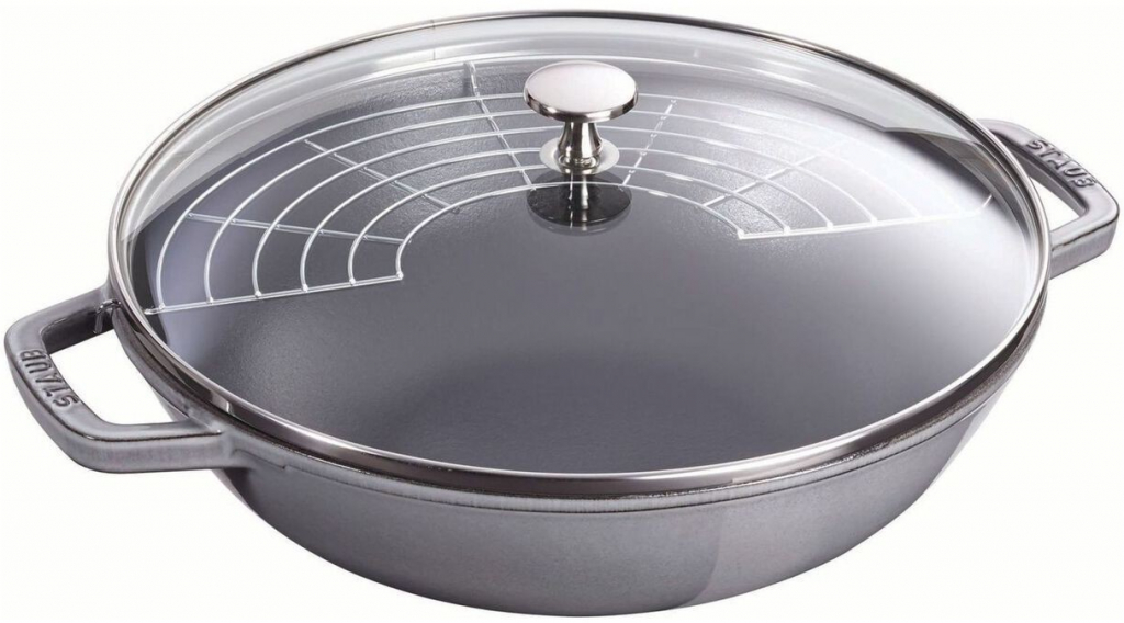 Staub pánev wok se skleněnou poklicí 4,4 l grafitově šedá 30 cm