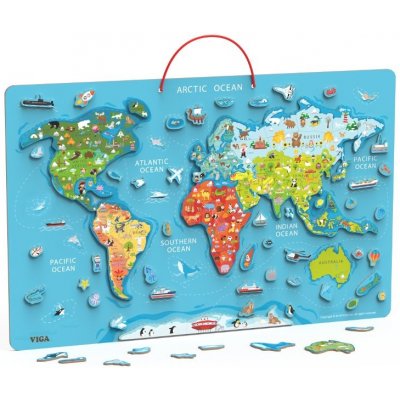 Viga Dřevěná mapa světa s tabulí 2v1 – Zboží Mobilmania