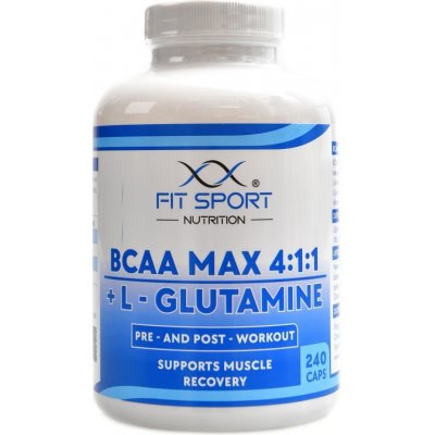 FitSport Nutrition BCAA MAX 4:1:1 + L-Glutamine 240 kapslí – Zbozi.Blesk.cz