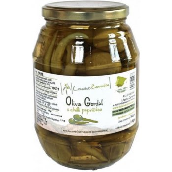 Lozano Červenka Zelené olivy Gordal s chilli 350 g